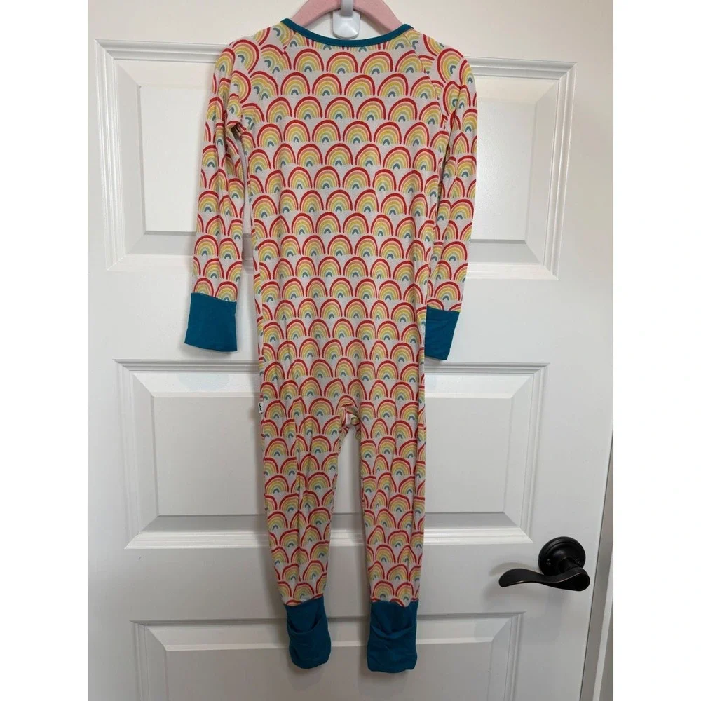 34.Little Sleepies Rainbow Bamboo Zippy Pajamas 18-24 Months Teal Trim LS